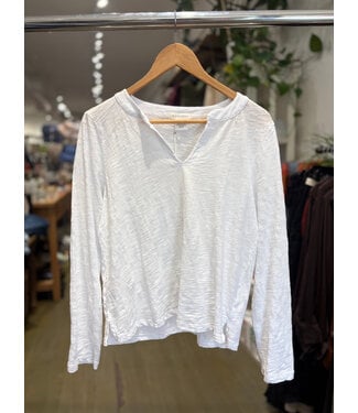Mododoc Split Mandarin Long Sleeve - White