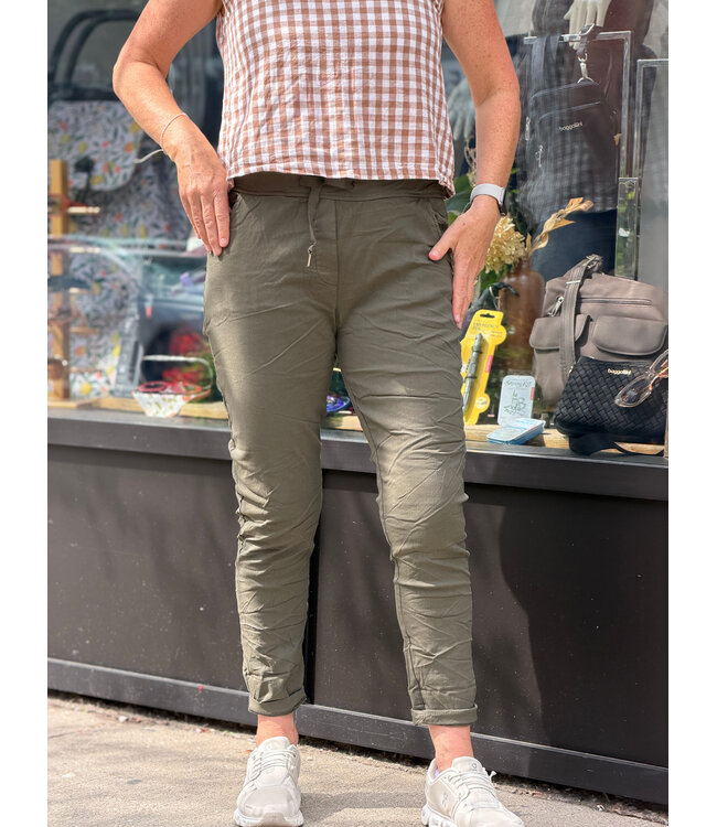 Made in Italy Crinkled Joggers - Military