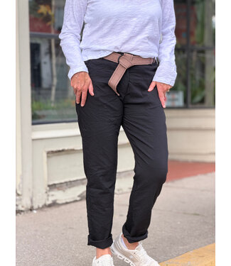 Made in Italy Crinkled Joggers w/ Belt - Black