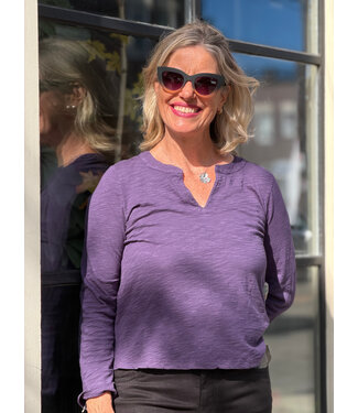 Mododoc Split Mandarin Long Sleeve - Velvet Dream