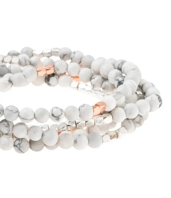 Scout Duo Wrap Bracelet and Necklace - Howlite / Rose Gold / Silver