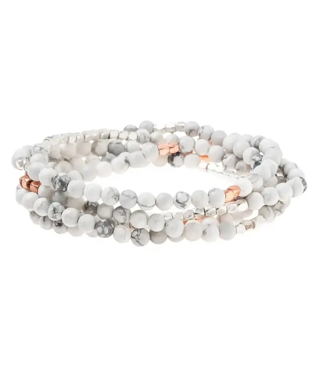Scout Duo Wrap Bracelet and Necklace - Howlite / Rose Gold / Silver