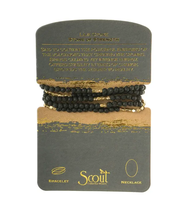 Scout Duo Wrap Bracelet and Necklace - Lava Stone / Gold