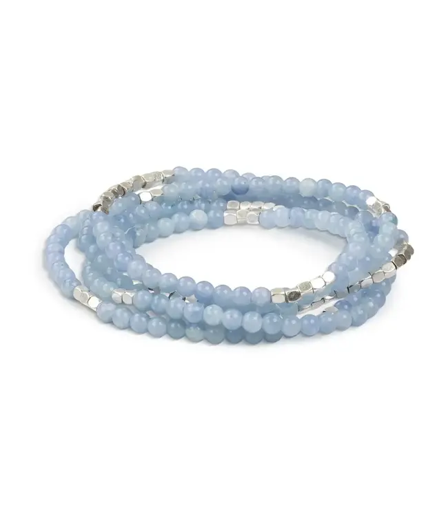Scout Duo Wrap Bracelet and Necklace - Blue Lace Agate / Silver