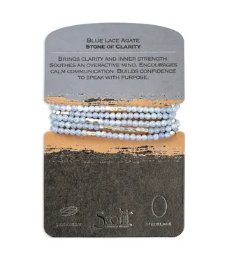 Scout Duo Wrap Bracelet and Necklace - Blue Lace Agate / Silver