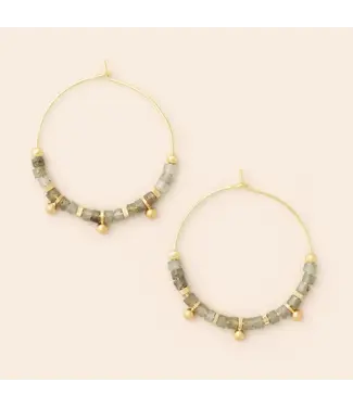 Scout Stone Disc Hoop Earrings - Labradorite / Gold