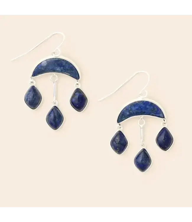 Scout Stone Crescent Drop Earring - Lapis / Silver