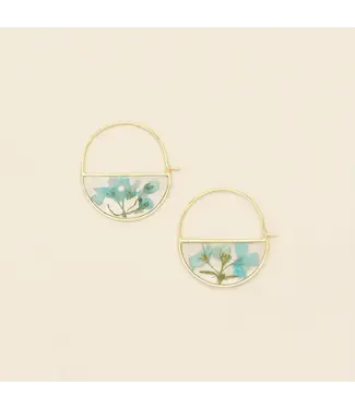 Scout Pressed Flower Hoop Earring - Blue Baby's Breath / Gold