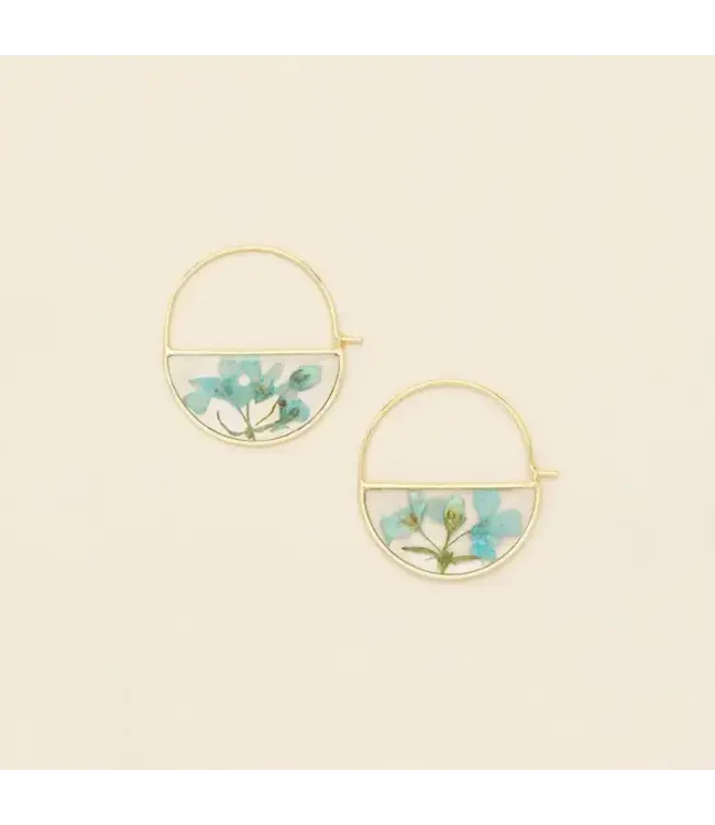 Scout Pressed Flower Hoop Earring - Blue Baby's Breath / Gold