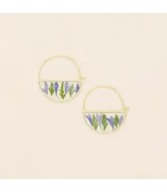 Scout Pressed Flower Hoop Earring - Purple Cornflower / Gold