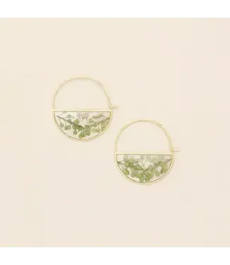 Scout Pressed Flower Hoop Earring-Green Peppergrass/Gold