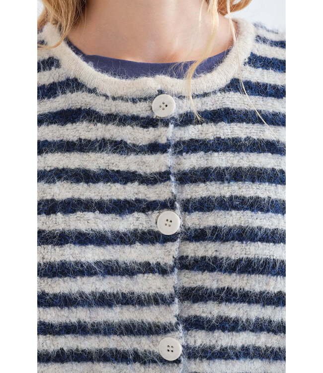 Compania Fantastica Fuzzy Stripe Cardigan - Blue Stripes