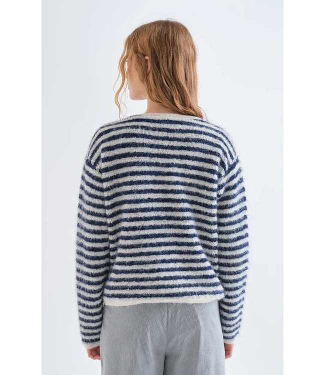 Compania Fantastica Fuzzy Stripe Cardigan - Blue Stripes