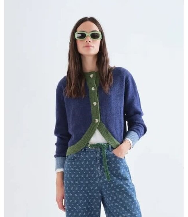 Compania Fantastica Cropped Cardigan - Navy Blue
