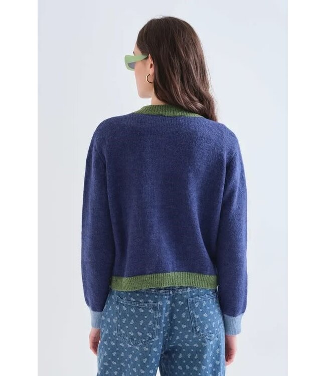 Compania Fantastica Cropped Cardigan - Navy Blue