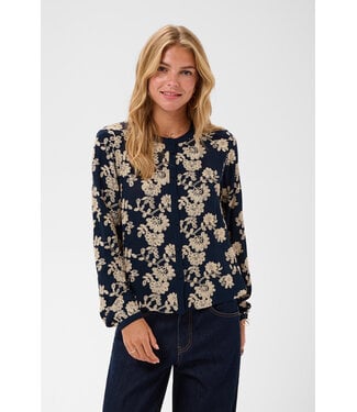 Cream CRRuby Blouse - Navy w/ Oatmeal Flower