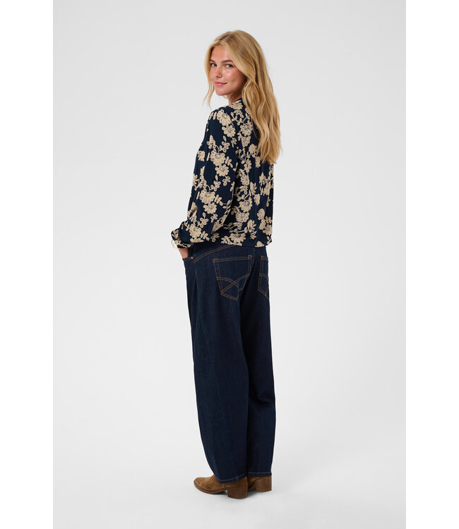 Cream CRRuby Blouse - Navy w/ Oatmeal Flower