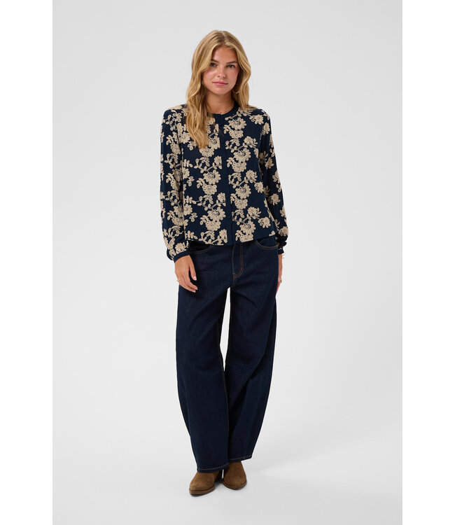 Cream CRRuby Blouse - Navy w/ Oatmeal Flower