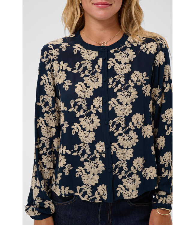 Cream CRRuby Blouse - Navy w/ Oatmeal Flower