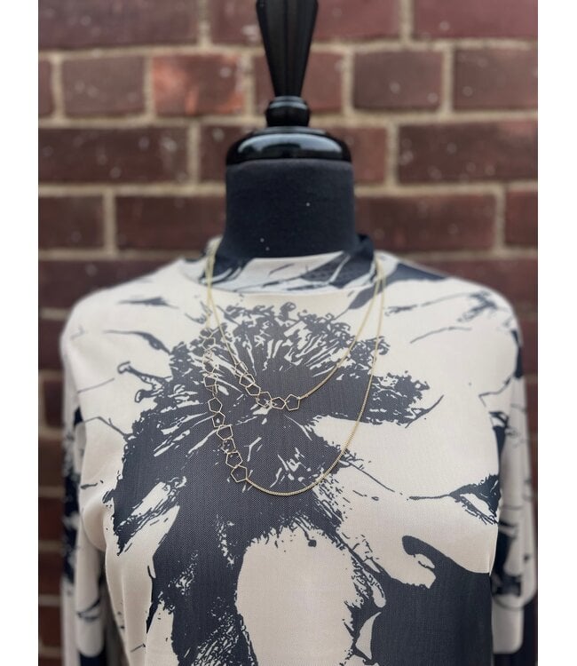 Point Zero Floral Mesh Top - Beige / Black
