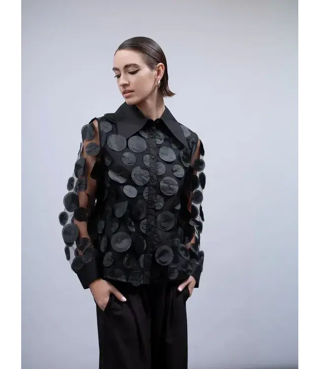 HAAKO Sheer Circle Blouse - Black