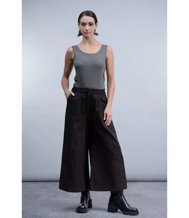 HAAKO Extra Wide Leg Drawstring Pants - Black