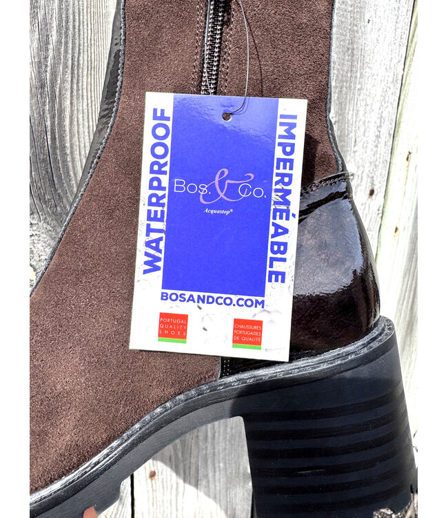 Bos&Co Ingrid Suede/Patent Ankle Boot - Brown