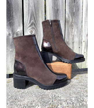 Bos&Co Ingrid Suede/Patent Ankle Boot - Brown