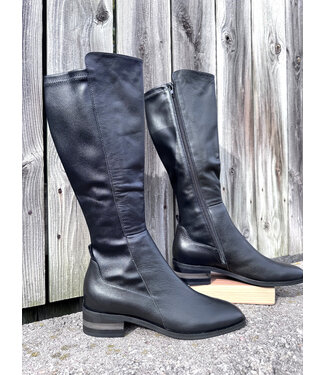 Django & Juliette Smooth Stretch Leather Boots - Black