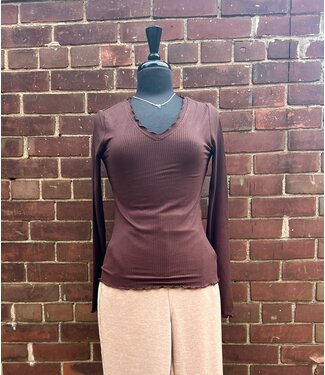 Cream CRRibba Long Sleeve V-Neck - Java