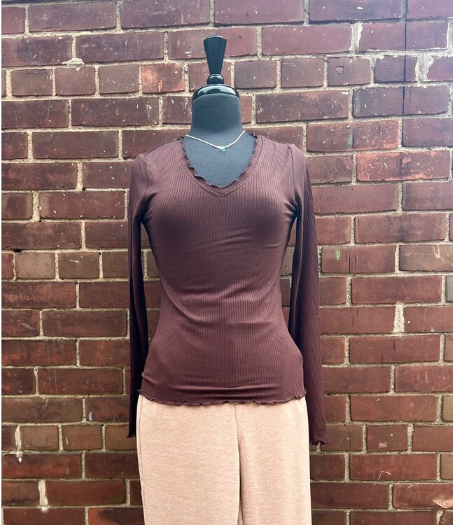 Cream CRRibba Long Sleeve V-Neck - Java
