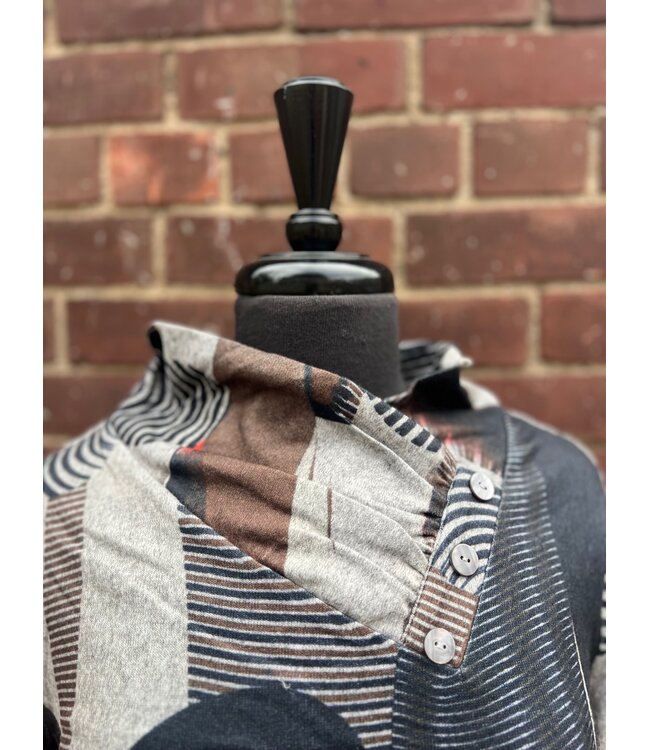Point Zero Button Neck Long Sleeve - Black