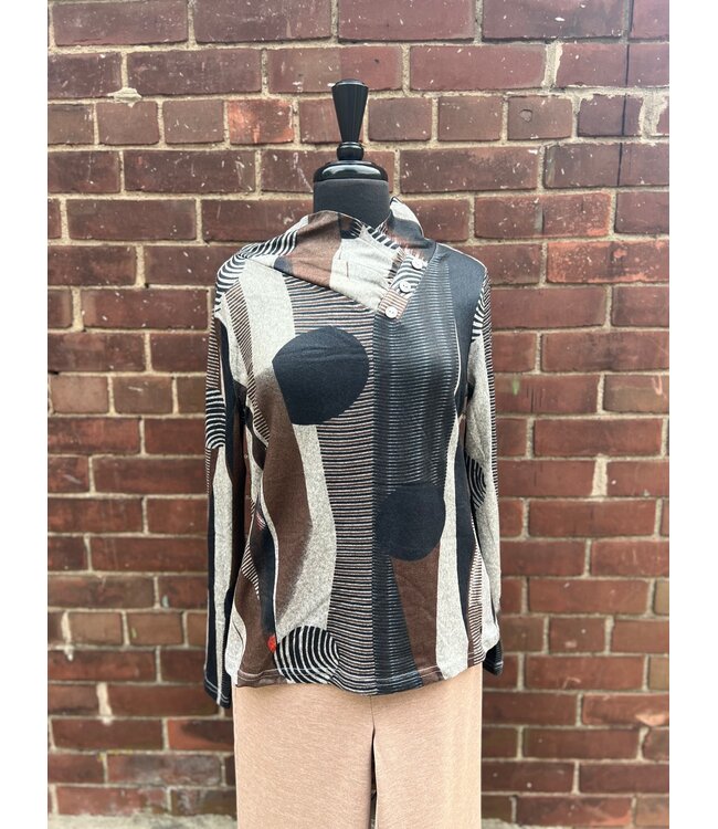 Point Zero Button Neck Long Sleeve - Black