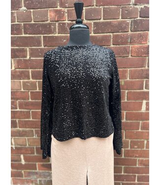 Astrid Sequin Tie Top - Black