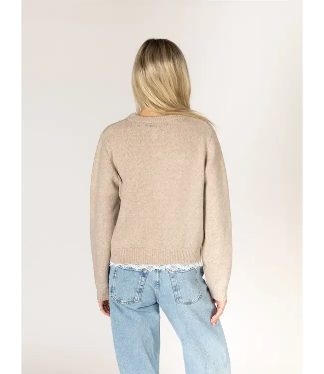 Lyla + Luxe Pearl & Lace Cardigan - Hemlock