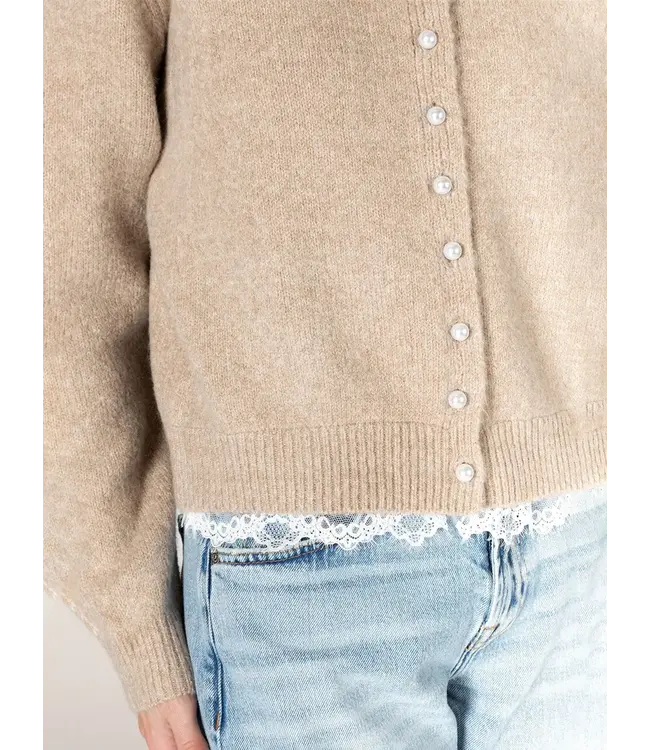Lyla + Luxe Pearl & Lace Cardigan - Hemlock