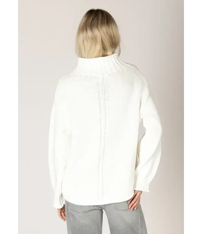 Lyla + Luxe Roll Hem Mock Sweater - Soft White
