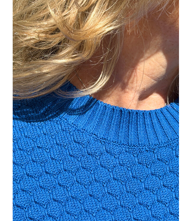Orientique Knit Waffle Jumper - Cobalt