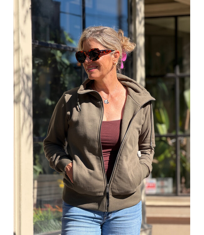 Ronette Zip Sweatshirt - Dark Olive