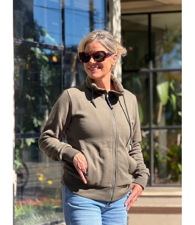 Ronette Zip Sweatshirt - Dark Olive