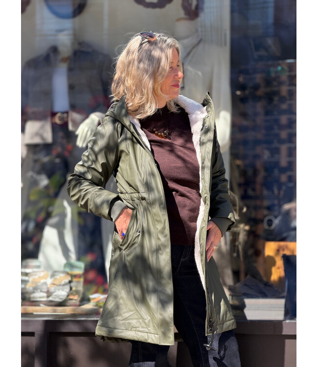 Monadisa Warm Raincoat - Dark Olive