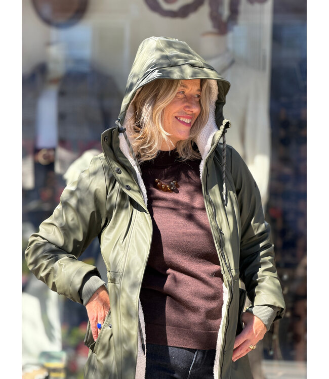 Monadisa Warm Raincoat - Dark Olive