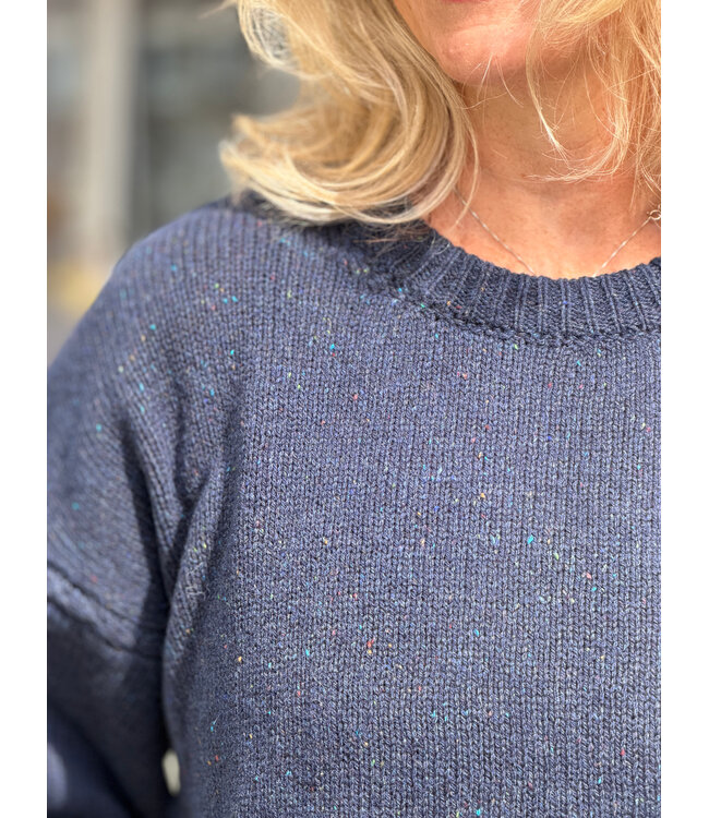 Irelands Eye Isla Oversized Crew Nek Sweater - Rich Navy