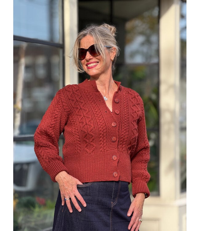 Aran Crafts Wide Waistband Aran Cardigan - Sienna