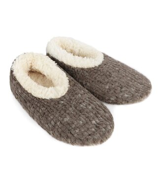 Snoozies Slippers - Teddy Bear Fur - Dark Grey