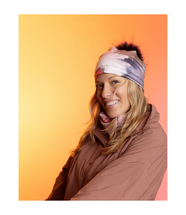 Lalita's Art Shop Bamboo Beanie - Pink & Flames