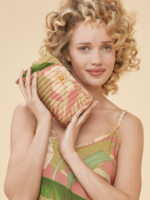 Powder Small Quilted Tropical Print Cosmetic Bag