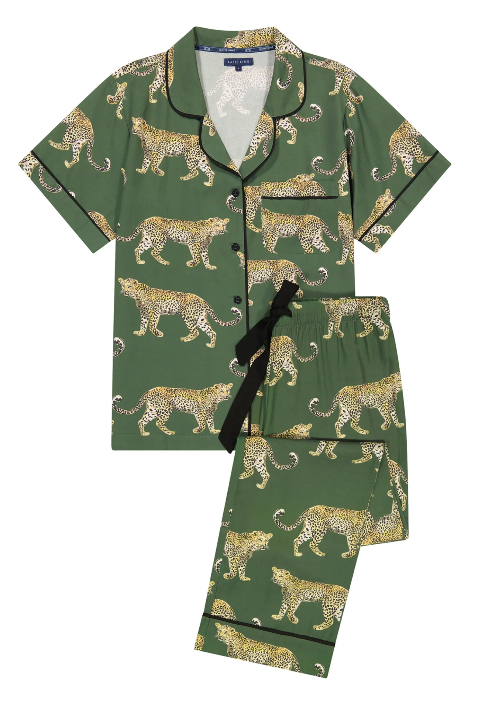 Katie Kime Green Cheetahs PJ Set