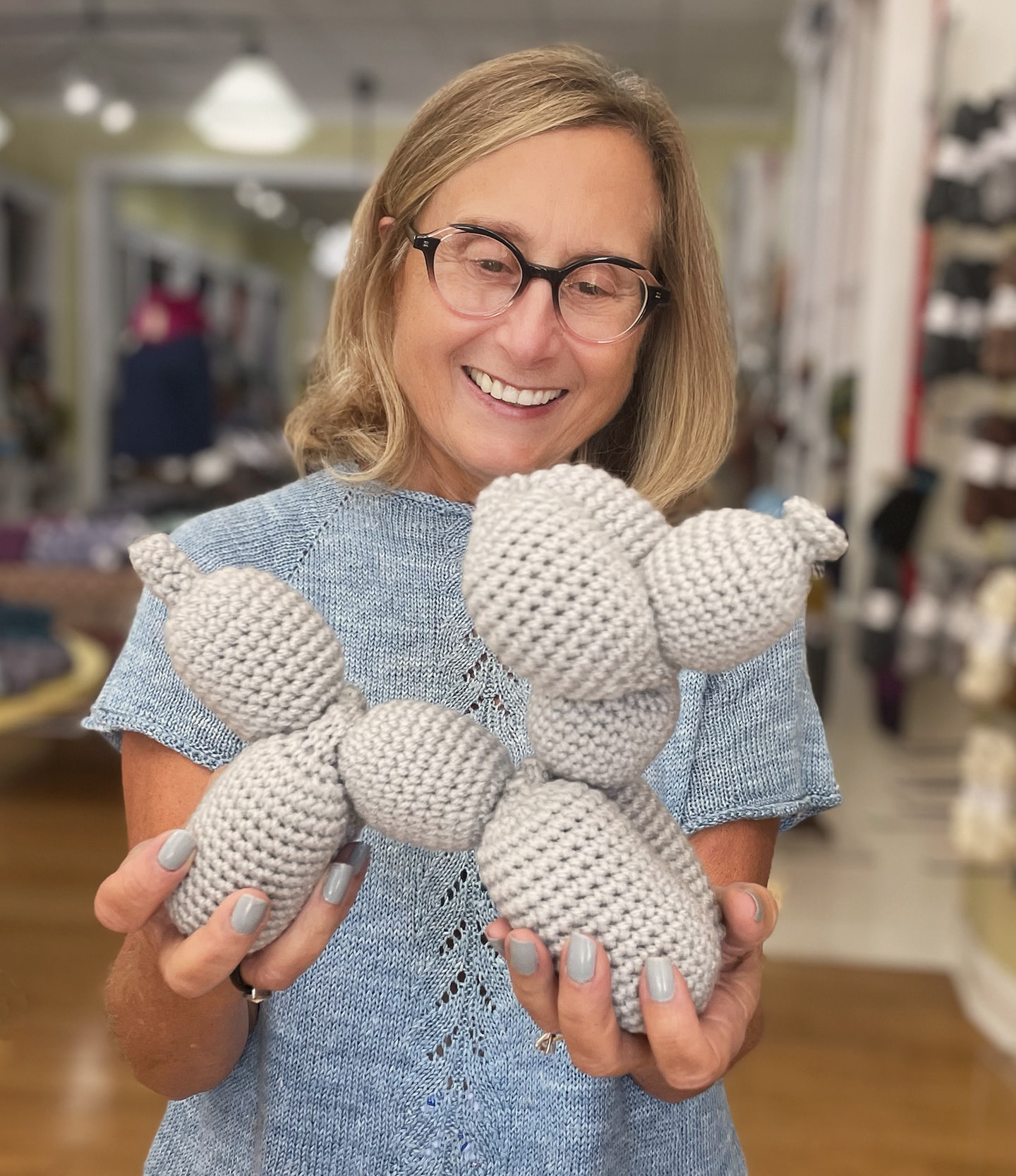 Balloon Dog Spring 2024 Crochet Class The Blue Purl Yarn and