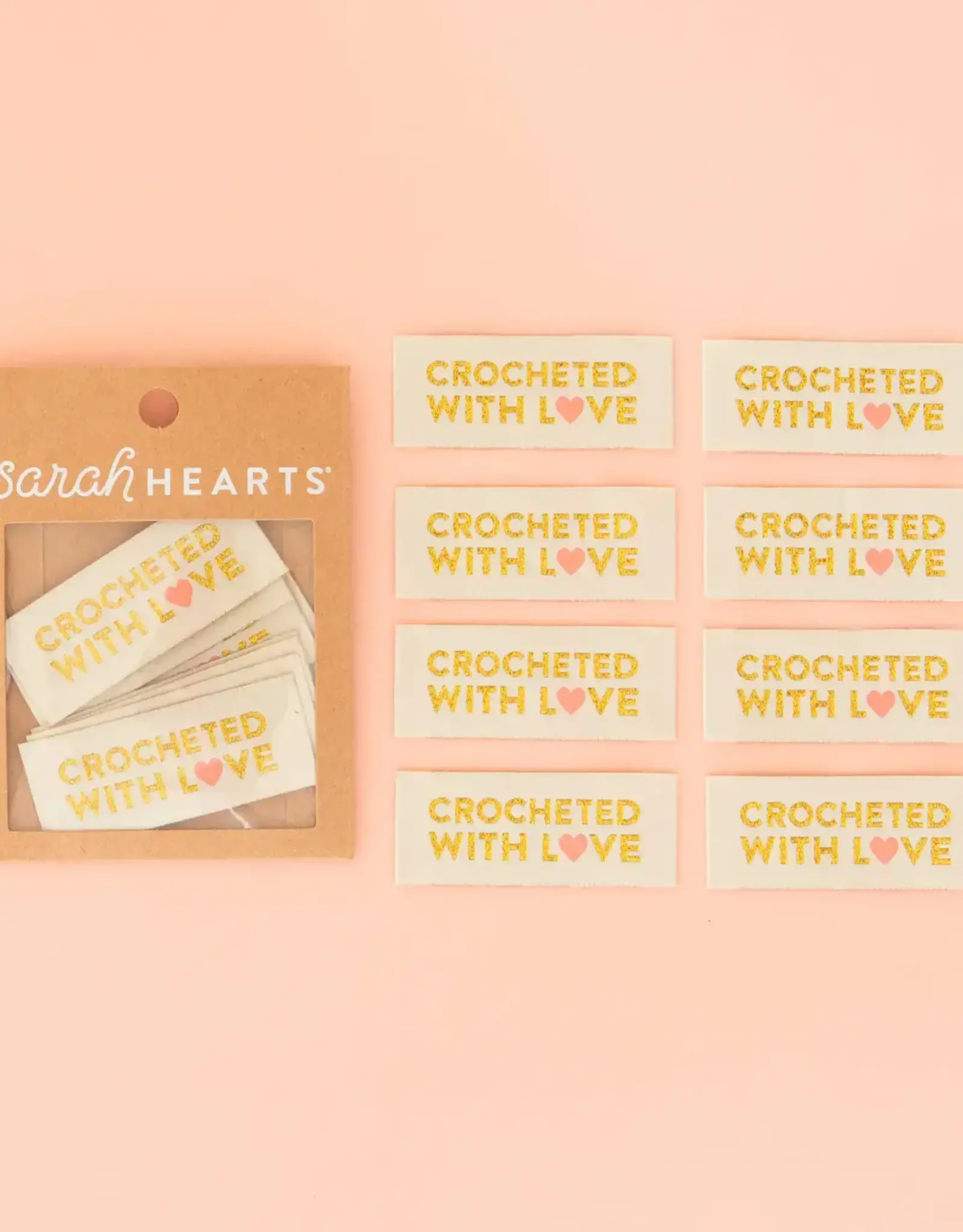 Sarah Hearts Crocheted with Love Woven Labels